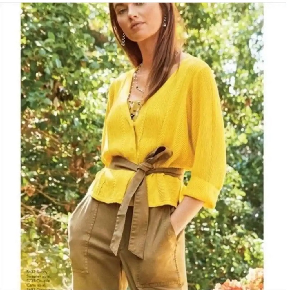 cabi NWOT Sunny Sweater, Blazing Yellow, SMALL, Spring 2020